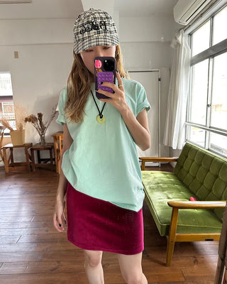 (Unisex) Rib Neck Simple Short Sleeve T-Shirt