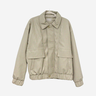 Leather collar blouson