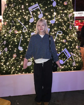 Striped knit hoodie