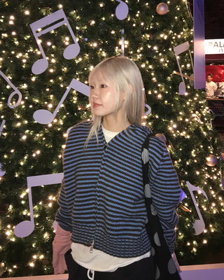 Striped knit hoodie