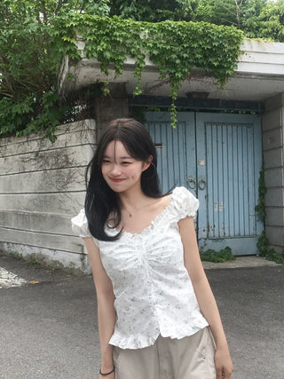 Flower frill blouse
