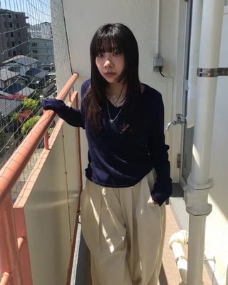 Perforated Scallop Surplice Neck Summer Knit