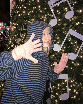 Striped knit hoodie