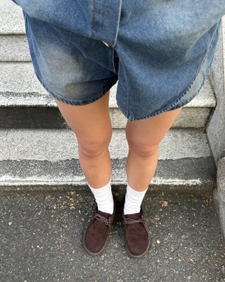 Loose denim shirt and shorts set