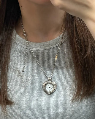 Heart Cubic Zirconia Watch Necklace