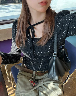 Polka dot long-sleeved T-shirt