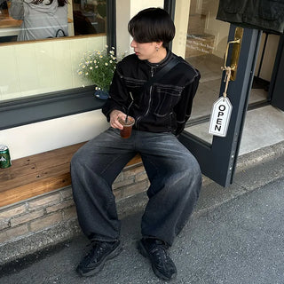 Washed balloon wide pants