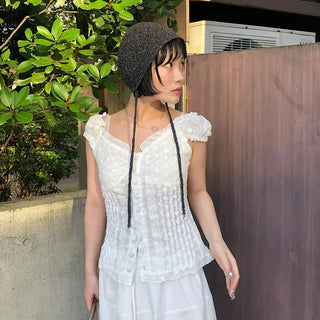 Frilled lace long skirt