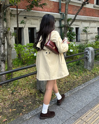 Stand Collar Flare Zip Half Coat
