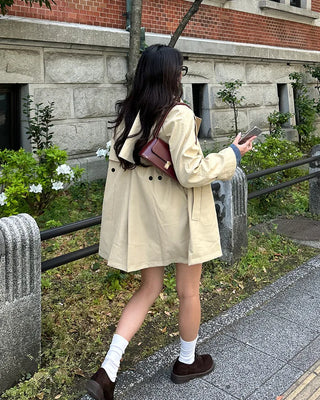 Stand Collar Flare Zip Half Coat