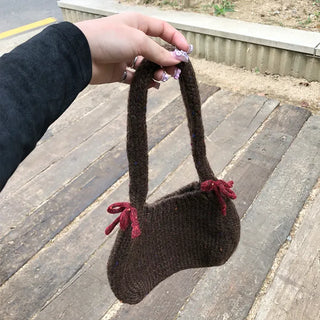 Ribbon bicolor mesh tote bag
