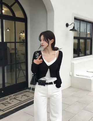Diagonal stripe wave cardigan