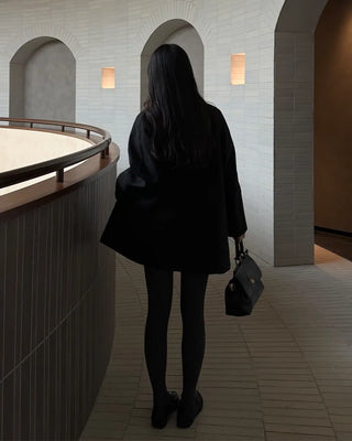 High-neck button-up half coat