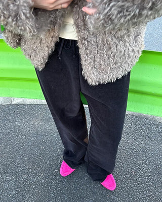 Drawstring waist velour pants