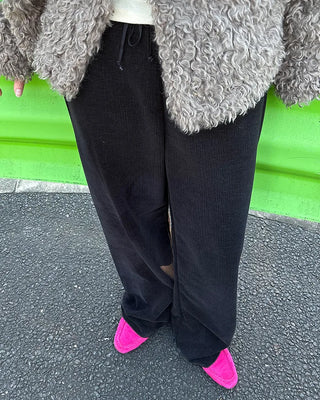 Drawstring waist velour pants