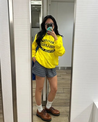 Checked drawstring waist shorts