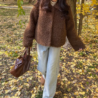 Boa fur quilted short coat