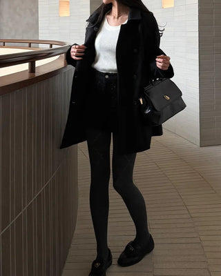 High-neck button-up half coat