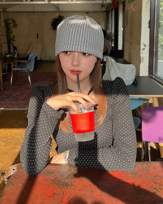 Polka dot long-sleeved T-shirt