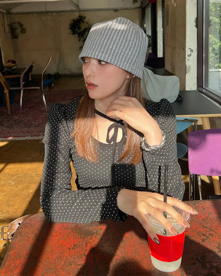 Polka dot long-sleeved T-shirt