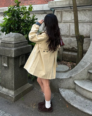 Stand Collar Flare Zip Half Coat