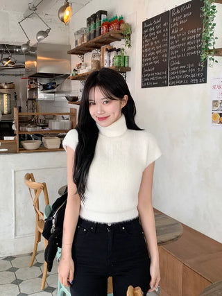 Angora turtleneck knit