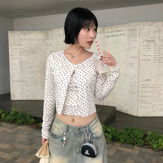 Flower Camisole Cardigan Set