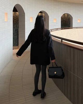 High-neck button-up half coat