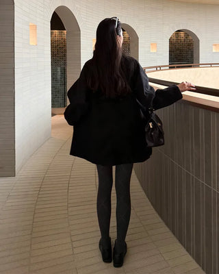 High-neck button-up half coat