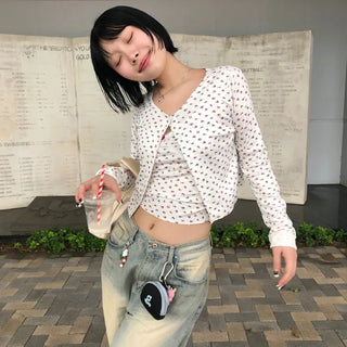 Flower Camisole Cardigan Set