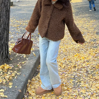 Boa fur quilted short coat