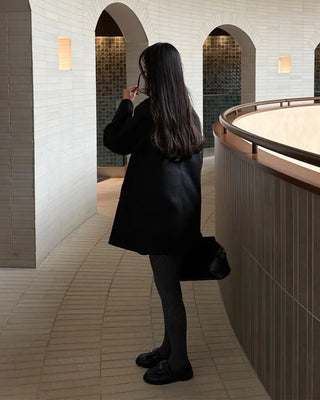 High-neck button-up half coat