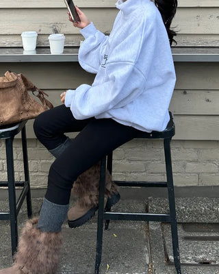 Rib-knit warmer layered leggings