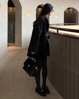 High-neck button-up half coat