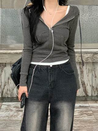 [6 colors] Line Slit Washed Wide Pants