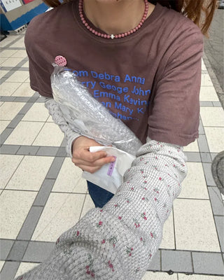 Henley Neck Flower Thermal Long T-Shirt