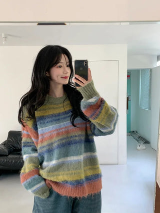 Striped round neck knit