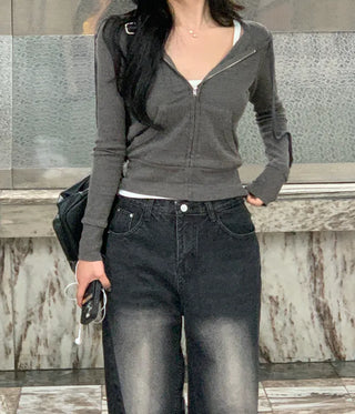 [6 colors] Line Slit Washed Wide Pants