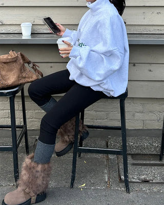 Rib-knit warmer layered leggings
