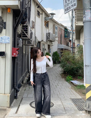 Snap wide pants