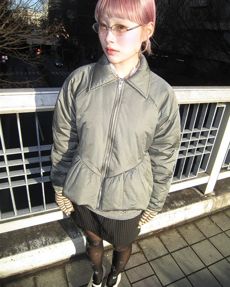 Padded Zip Peplum Jacket