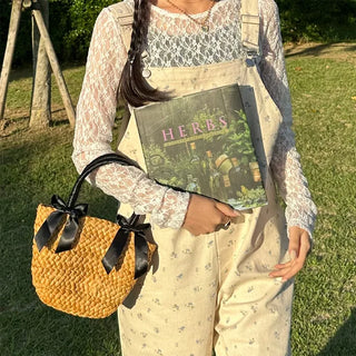 Lace sheer long-sleeved T-shirt