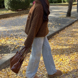 Boa fur quilted short coat