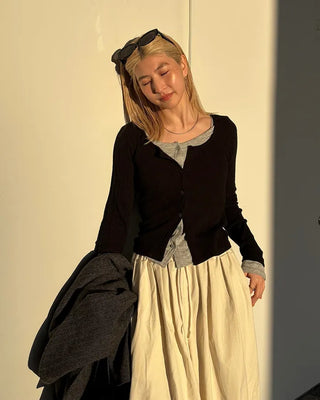 Layered Rib Cardigan