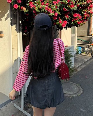 Striped round neck long-sleeved T-shirt