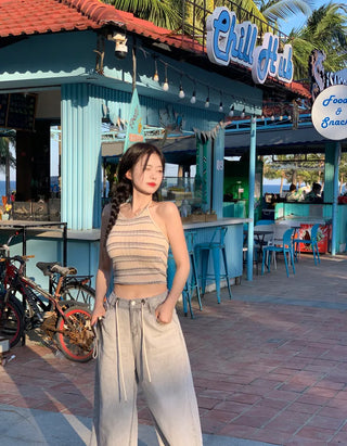Halter neck knit sleeveless top (2 colors)