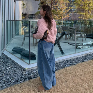 (Unisex) Pintuck Denim Wide Pants