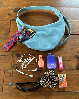 Suede Moon Belt Shoulder Bag
