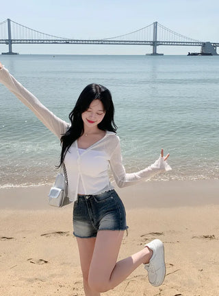 Summer slit collar cardigan (7 colors)