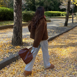 Boa fur quilted short coat